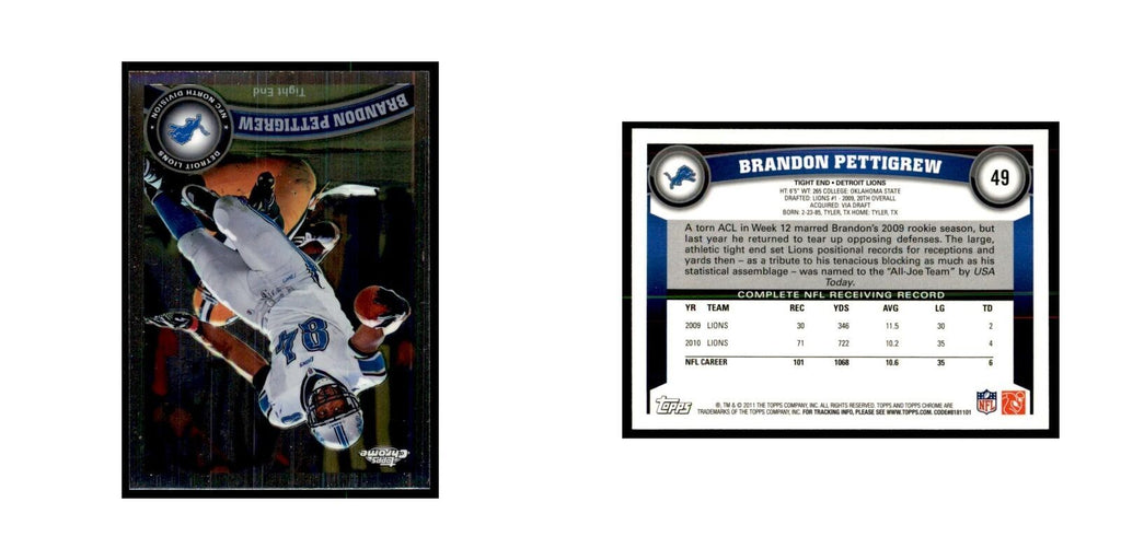 2011 Topps Chrome Brandon Pettigrew Football Cards #49