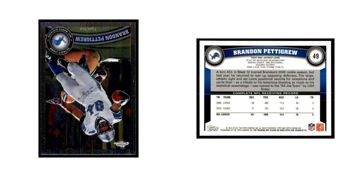 2011 Topps Chrome Brandon Pettigrew Football Cards #49