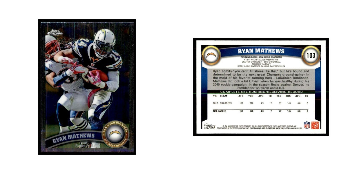 2011 Topps Chrome Ryan Mathews Football Cards #103