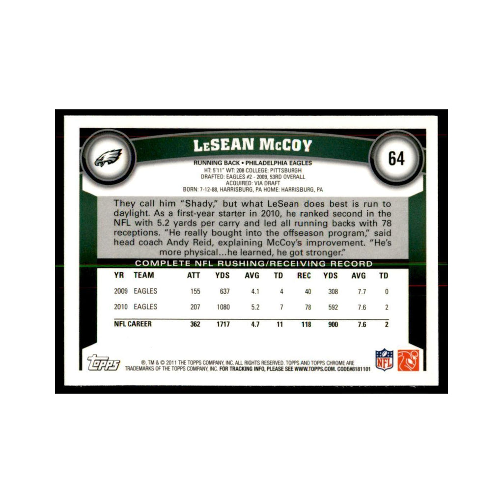 2011 Topps Chrome LeSean McCoy Football Cards #64