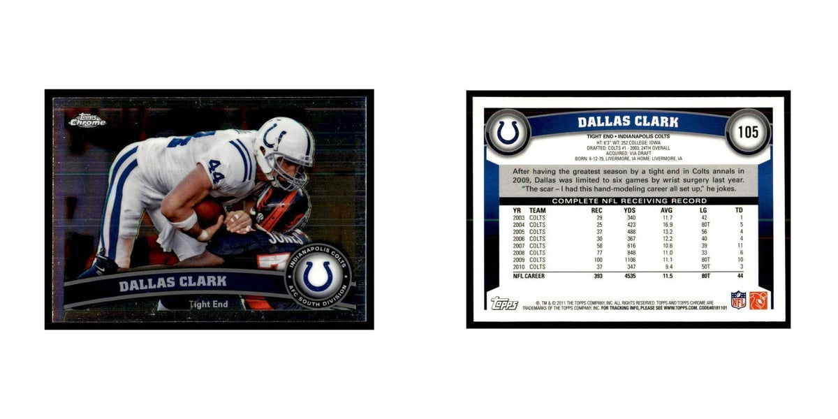 2011 Topps Chrome Dallas Clark Football Cards #105