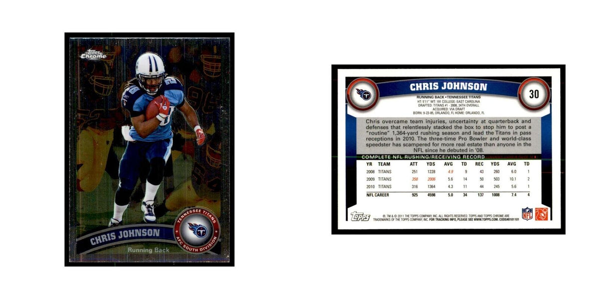 2011 Topps Chrome Chris Johnson Football Cards #30
