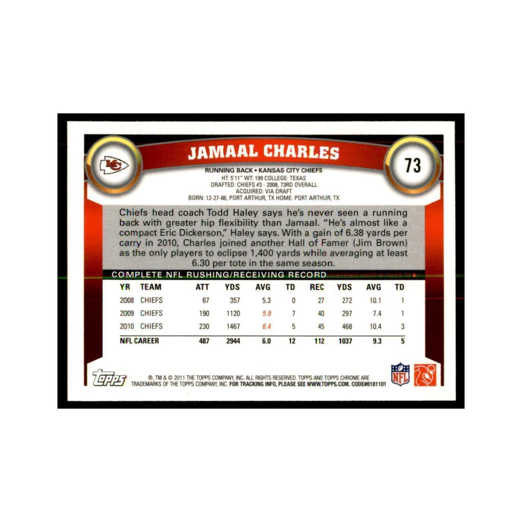 2011 Topps Chrome Jamaal Charles Football Cards #73