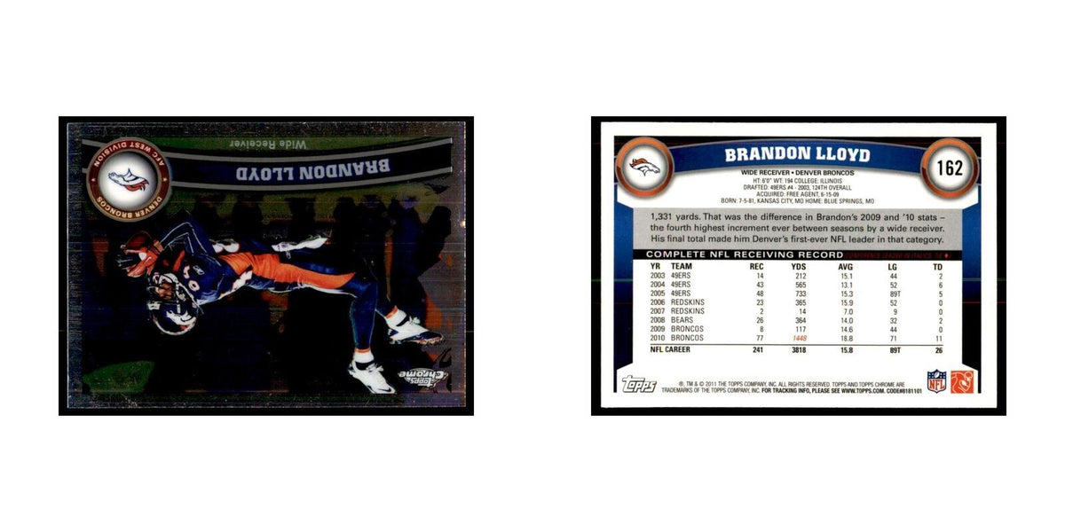 2011 Topps Chrome Brandon Lloyd Football Cards #162