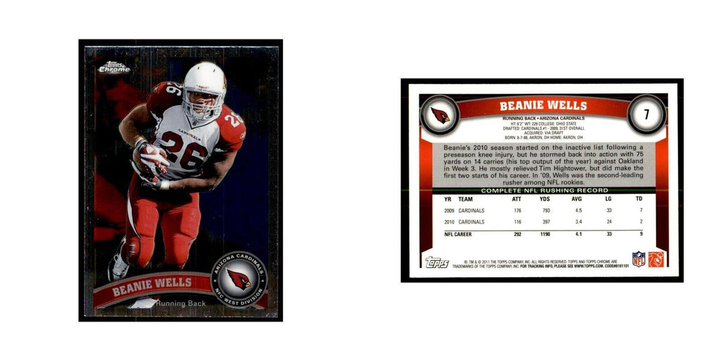 2011 Topps Chrome Beanie Wells Football Cards #7