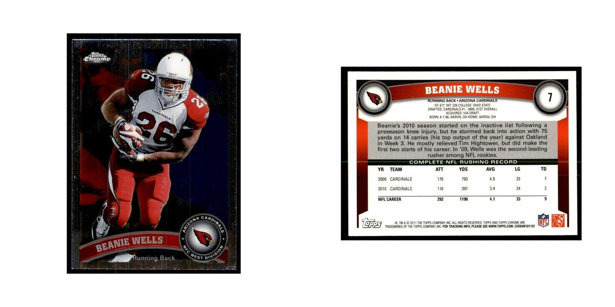 2011 Topps Chrome Beanie Wells Football Cards #7