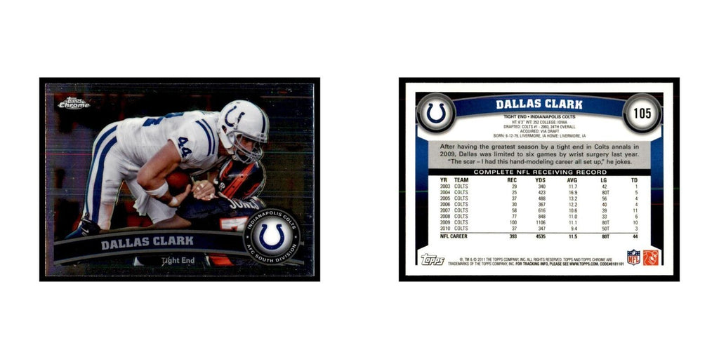 2011 Topps Chrome Dallas Clark Football Cards #105