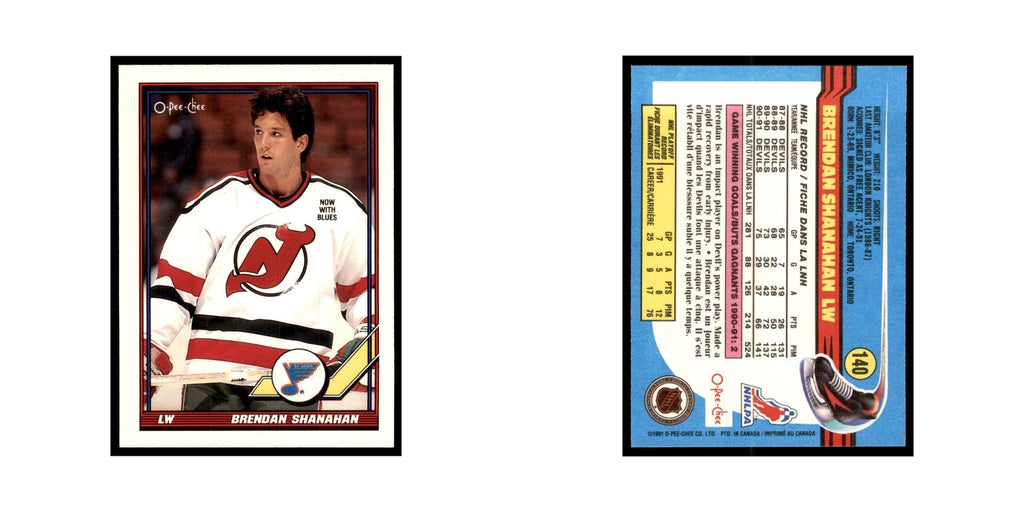 Brendan Shanahan 1991 O-Pee-Chee #140 St. Louis Blues Hockey Card NM