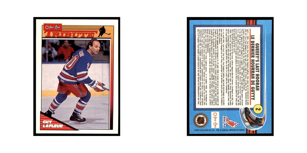 Guy Lafleur 1991 O-Pee-Chee #2 New York Rangers Hockey Card NM