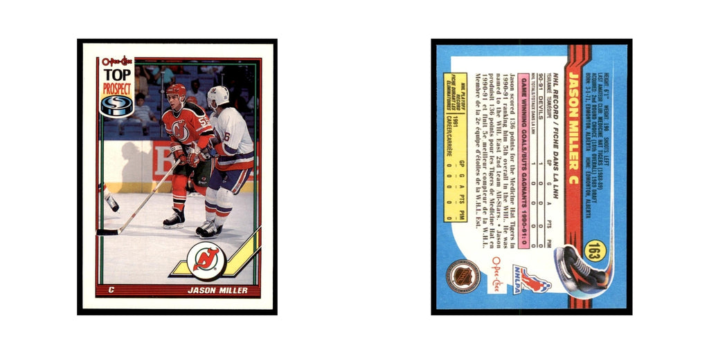 Jason Miller 1991 O-Pee-Chee #163 New Jersey Devils Hockey Card NM
