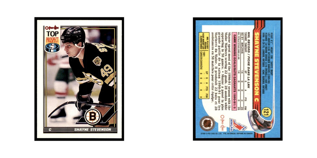 Shayne Stevenson 1991 O-Pee-Chee #121 Boston Bruins Hockey Card NM