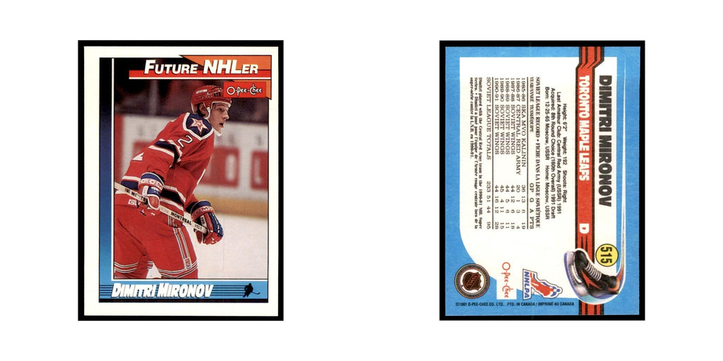 Dmitri Mironov 1991 O-Pee-Chee #515 Toronto Maple Leafs Hockey Card NM