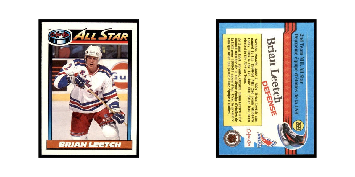 Brian Leetch 1991 O-Pee-Chee #269 New York Rangers Hockey Card NM