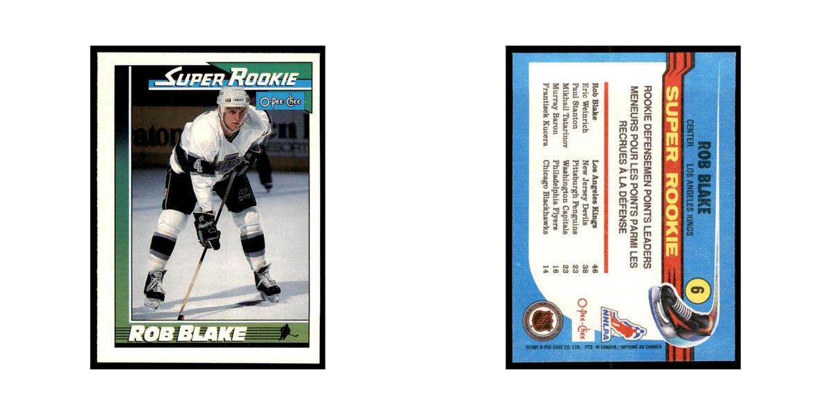 Rob Blake 1991 O-Pee-Chee #6 Los Angeles Kings Hockey Card NM