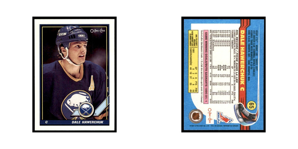 Dale Hawerchuk 1991 O-Pee-Chee #65 Buffalo Sabres Hockey Card NM