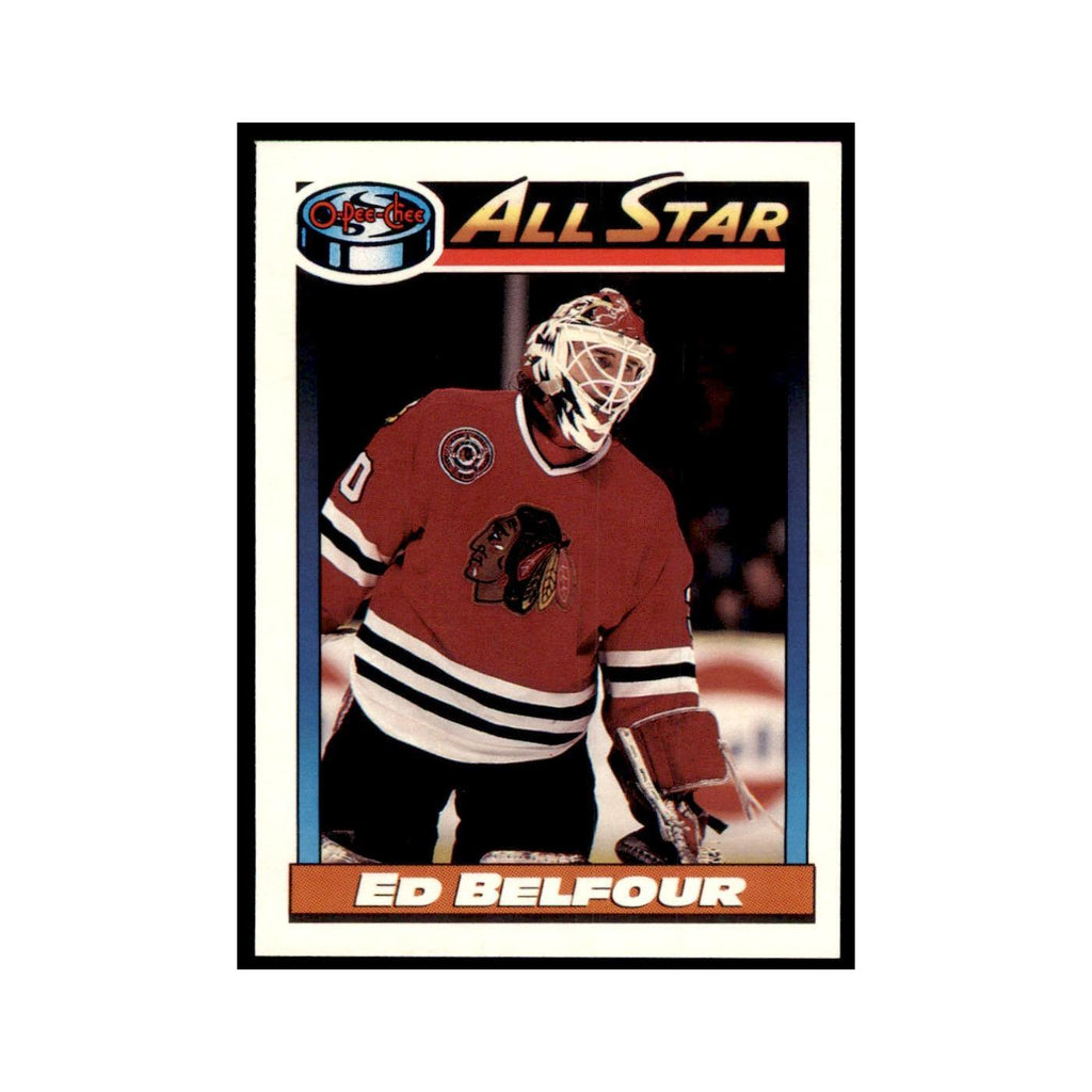 Ed Belfour 1991 O-Pee-Chee #263 Chicago Blackhawks Hockey Card NM