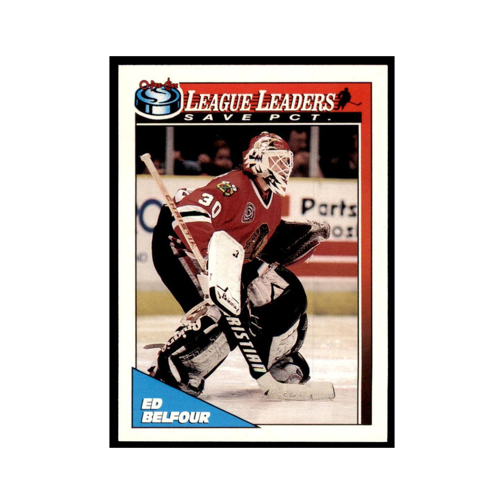 Ed Belfour 1991 O-Pee-Chee #288 Chicago Blackhawks Hockey Card NM