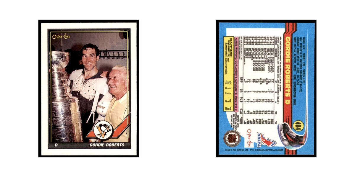 Gordie Roberts 1991 O-Pee-Chee #494 Pittsburgh Penguins Hockey Card NM
