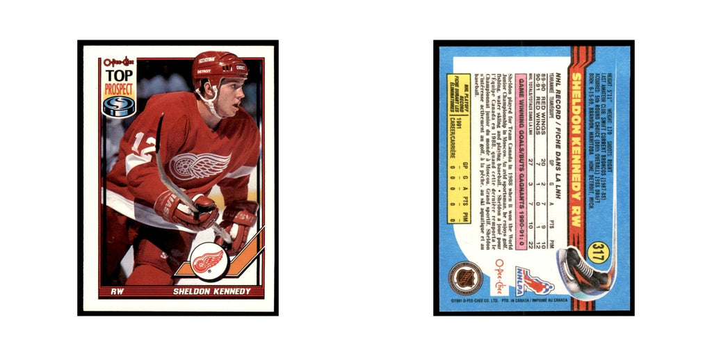 Sheldon Kennedy 1991 O-Pee-Chee #317 Detroit Red Wings Hockey Card NM