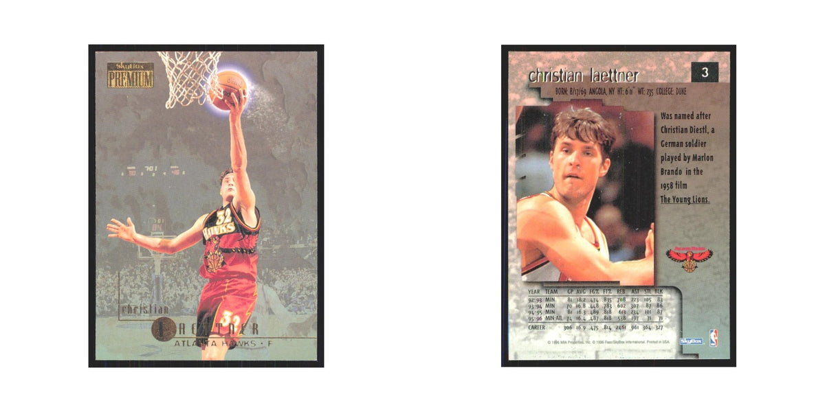 Chistian Laettner 1996 SkyBox Premium #3 Atlanta Hawks Basketball Card NM