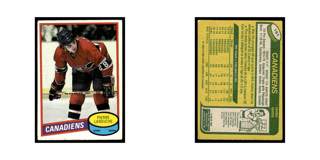 Pierre Larouche 1980 O-Pee-Chee #151 Montreal Canadiens Hockey Card VG