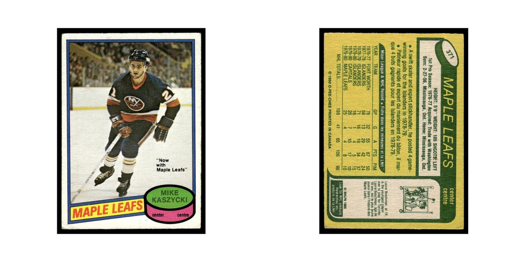 Mike Kaszycki 1980 O-Pee-Chee #371 Toronto Maple Leafs Hockey Card VG