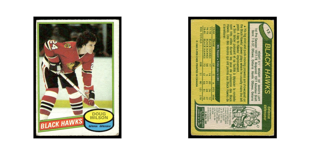 Doug Wilson 1980 O-Pee-Chee #12 Chicago Blackhawks Hockey Card VG