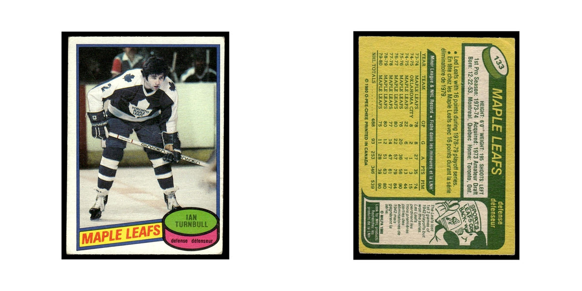 Ian Turnbull 1980 O-Pee-Chee #133 Toronto Maple Leafs Hockey Card VG