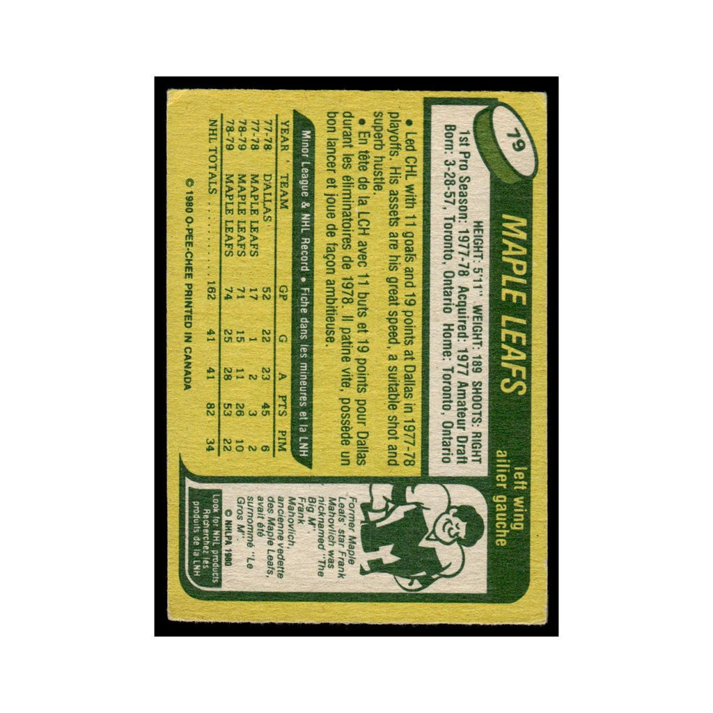 John Anderson Rookie 1980 O-Pee-Chee #79 Toronto Maple Leafs Hockey Card VG