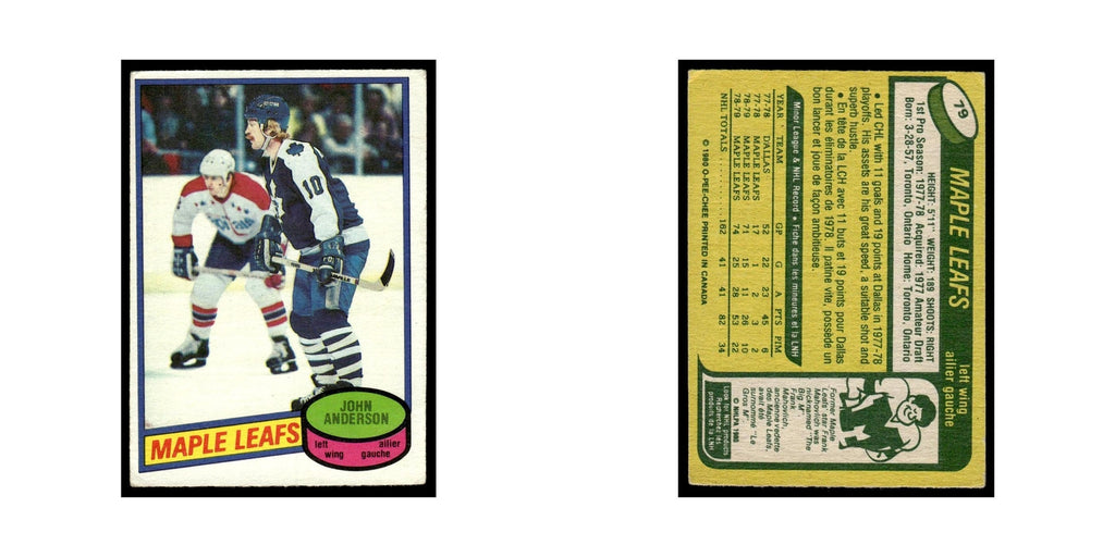 John Anderson Rookie 1980 O-Pee-Chee #79 Toronto Maple Leafs Hockey Card VG