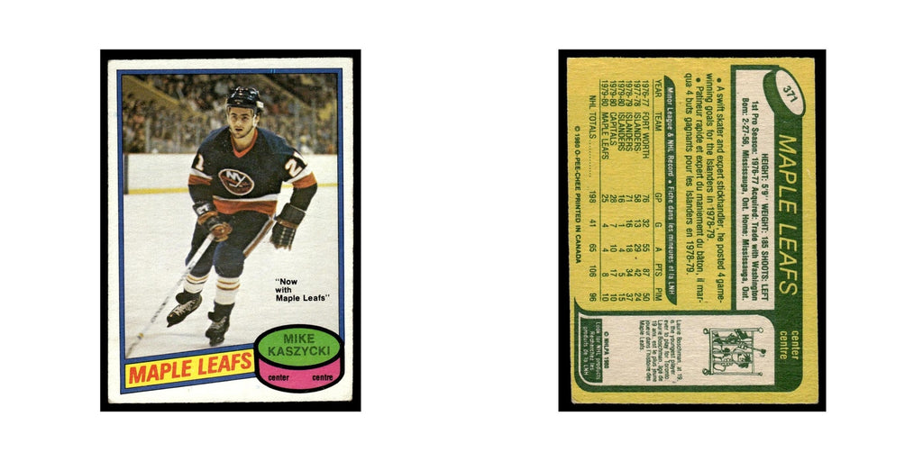 Mike Kaszycki 1980 O-Pee-Chee #371 Toronto Maple Leafs Hockey Card VG