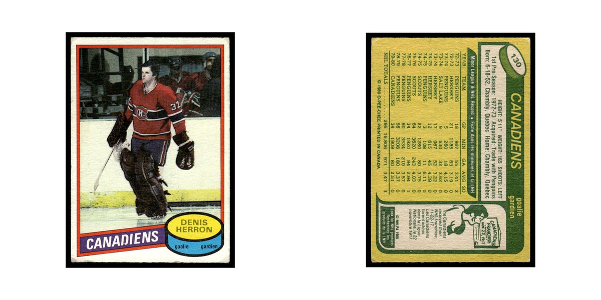 Denis Herron 1980 O-Pee-Chee #130 Montreal Canadiens Hockey Card VG