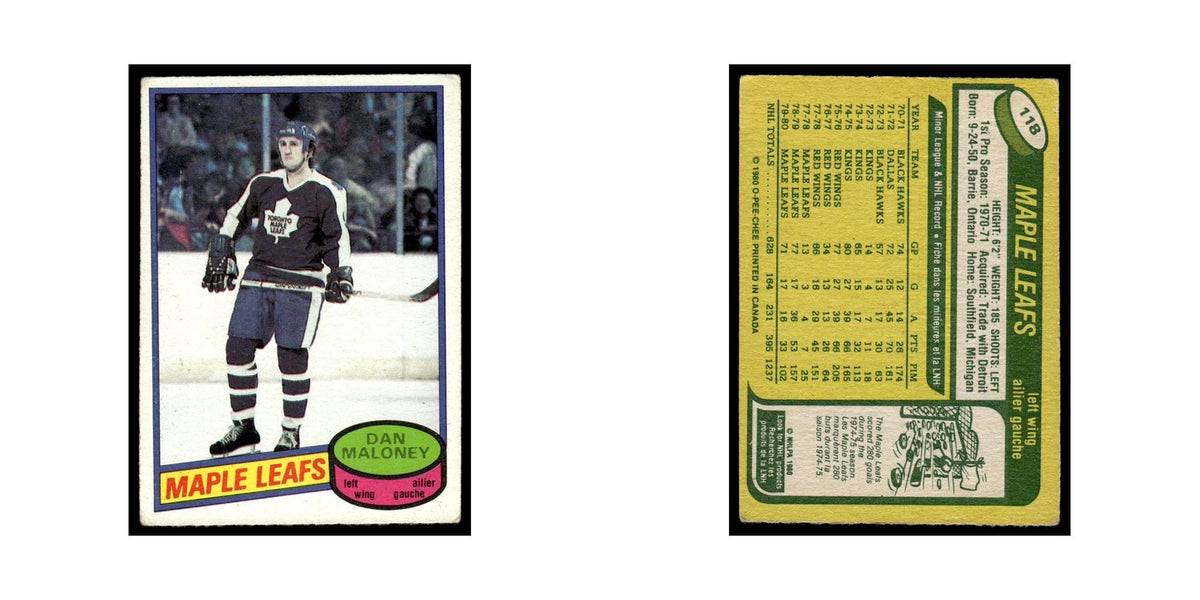 Dan Maloney 1980 O-Pee-Chee #118 Toronto Maple Leafs Hockey Card VG
