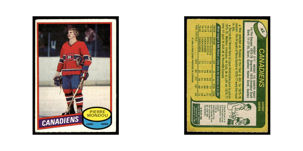 Pierre Mondou 1980 O-Pee-Chee #42 Montreal Canadiens Hockey Card VG