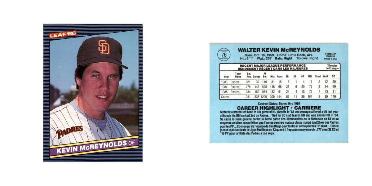 Kevin McReynolds 1986 Leaf #76 San Diego Padres Baseball Card NM