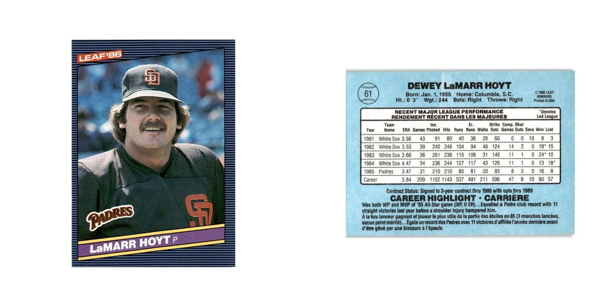 LaMarr Hoyt 1986 Leaf #61 San Diego Padres Baseball Card NM