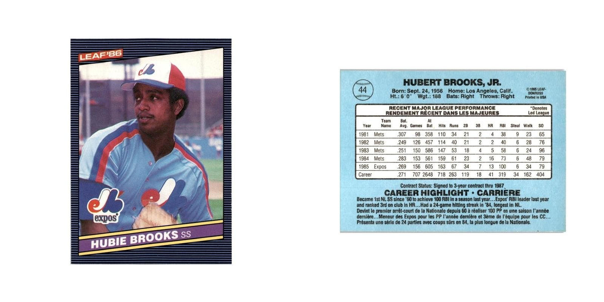 Hubie Brooks 1986 Leaf #44 Montreal Expos Baseball Card NM