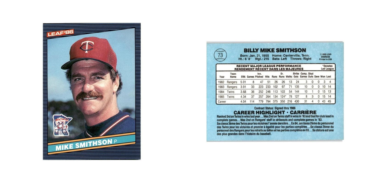 Mike Smithson 1986 Leaf #73 Minnesota Twins Baseball Card NM