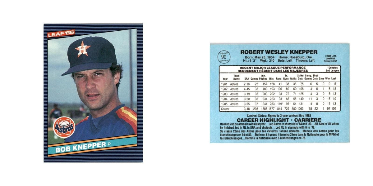 Bob Knepper 1986 Leaf #90 Houston Astros Baseball Card NM