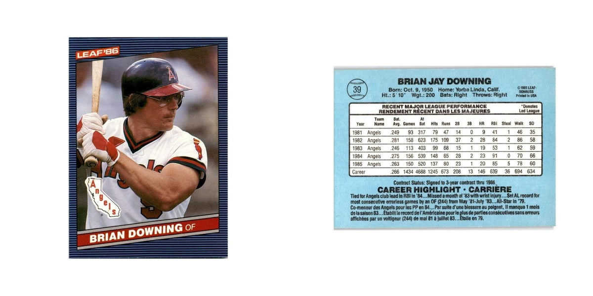 Brian Downing 1986 Leaf #39 California Angels Baseball Card NM