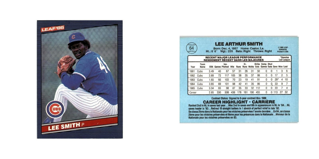 Lee Smith 1986 Leaf #64 Chicago Cubs Baseball Card NM