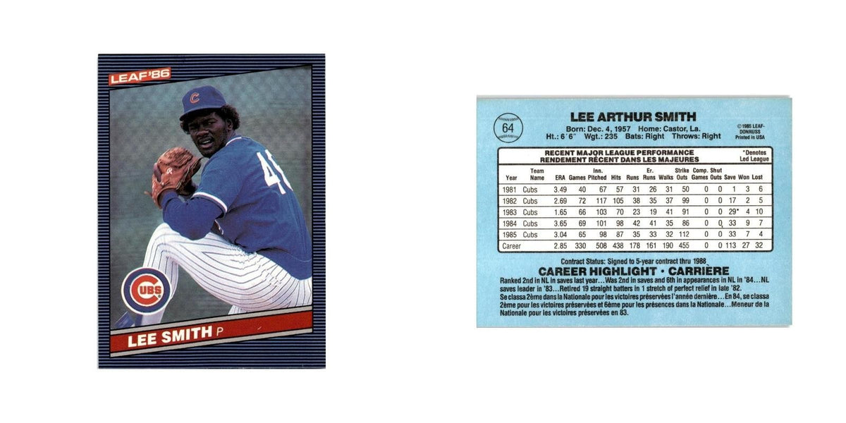 Lee Smith 1986 Leaf #64 Chicago Cubs Baseball Card NM