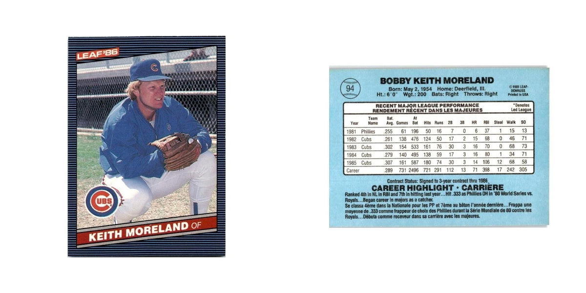 Keith Moreland 1986 Leaf #94 Chicago Cubs Baseball Card NM
