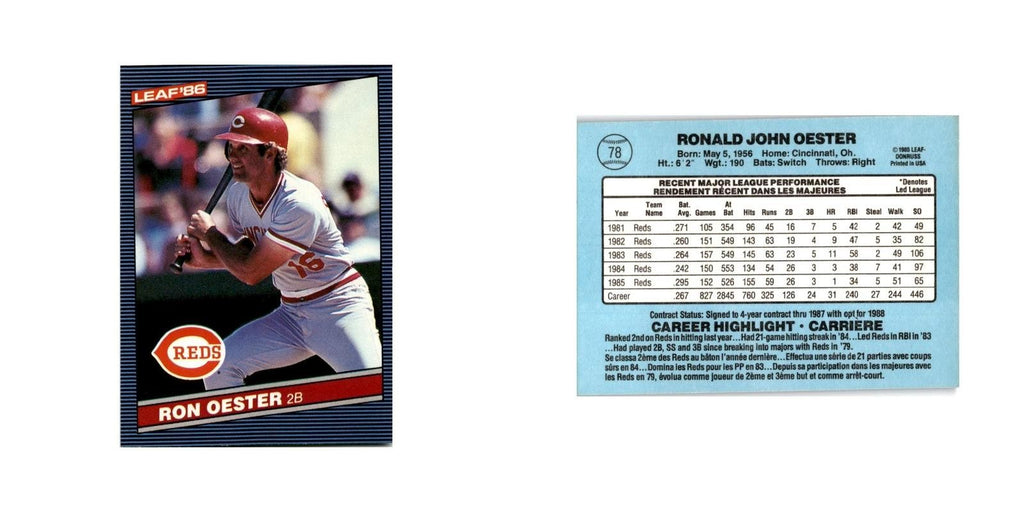 Ron Oester 1986 Leaf #78 Cincinnati Reds Baseball Card NM