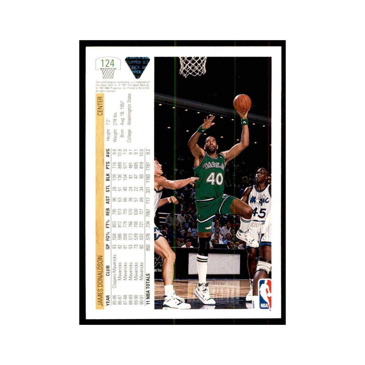 1991 Upper Deck James Donaldson Basketball Cards #124