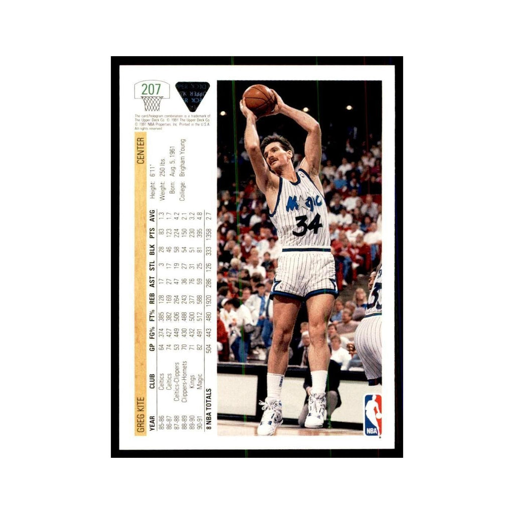 1991 Upper Deck Greg Kite Basketball Cards #207