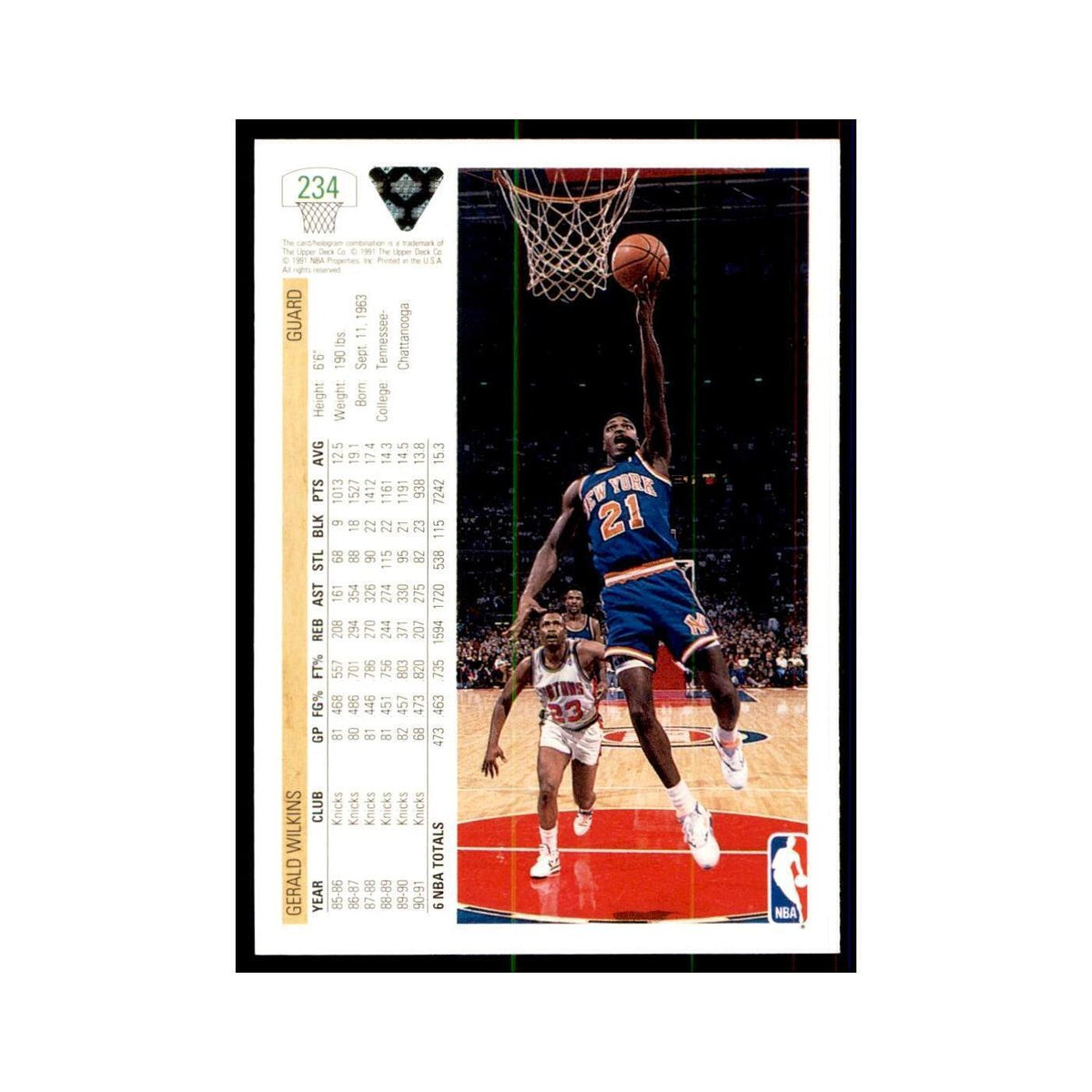 1991 Upper Deck Gerald Wilkins Basketball Cards #234