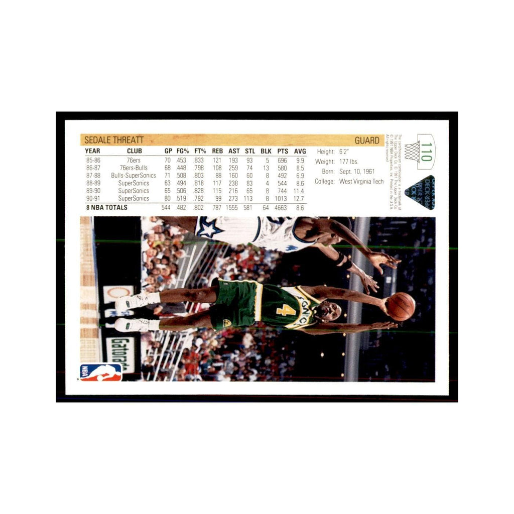 1991 Upper Deck Sedale Threatt Basketball Cards #110