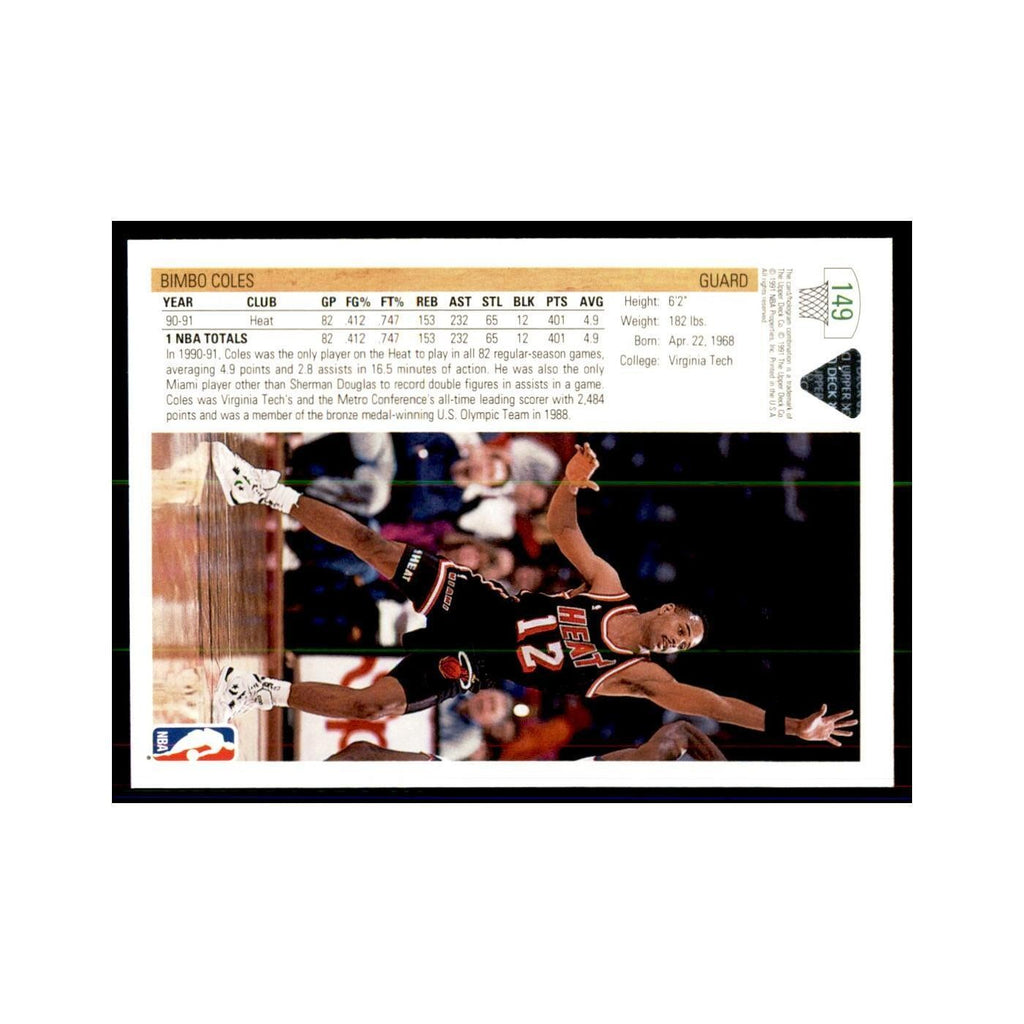 1991 Upper Deck Bimbo Coles Basketball Cards #149
