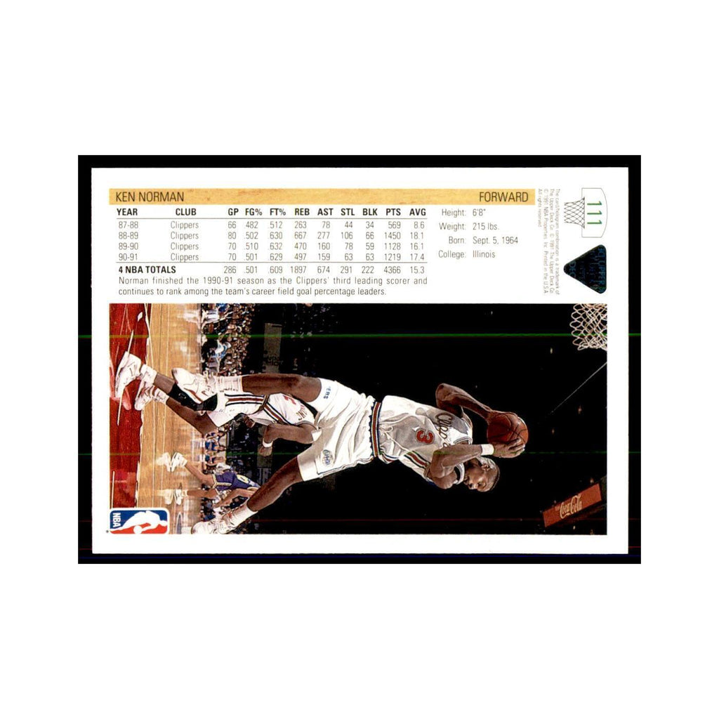1991 Upper Deck Ken Norman Basketball Cards #111
